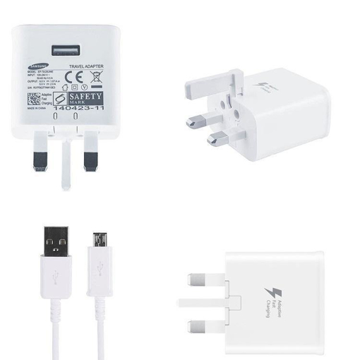 Picture of Samsung Galaxy S3 S4 S5 S5 Plus Genuine Fast Charger Plug & 1M USB Cable - White
