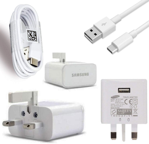 Picture of Samsung Galaxy A3(2017) Genuine Samsung Fast Adaptive Mains Plug & Genuine Samsung Type C Charge & Sync Cable (Samsung Galaxy A3(2017)) - White