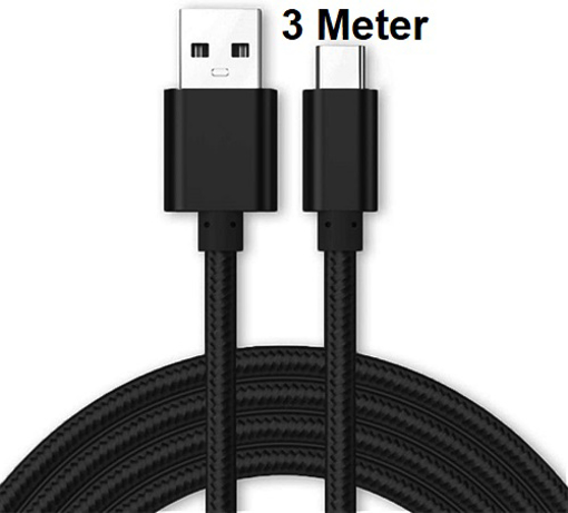 Picture of 3M Long USB-C Data Sync Lead Charger unbreakable Cable For Samsung Galaxy A20 A20e A30 A40