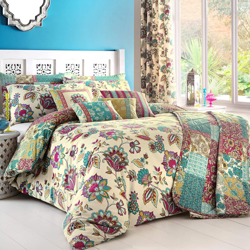 Picture of Dreams & Drapes - Marinelli - Easy Care Duvet Cover Set | Double Bed Size | Teal Bedding