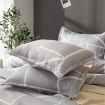Picture of Qucover Grey Duvet Cover Set Double Bed Lightweight Microfiber Polyester Grey Geometric Bedding Double 200x200 cm with 50x70 cm Pillowcases