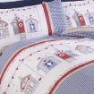 Picture of Rapport Beach Huts Quilt Duvet Cover and Pillowcase Set Summer Seaside Bed Linen, Polyester-Cotton, Blue, Single