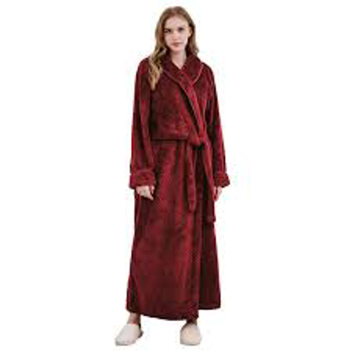 Picture of SaneShoppe Women's Soft Fleece Robes Nightwear, Long or Short Length Dressing Gowns