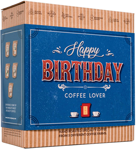 Picture of Gourmet Birthday Coffee Gift Set for Men & Women – 5 of The World's Finest Single Estate Specialty & Organic Coffees | Brew & Enjoy Anytime, Anywhere | Hamper Style Letterbox Gift Idea for Him & Her