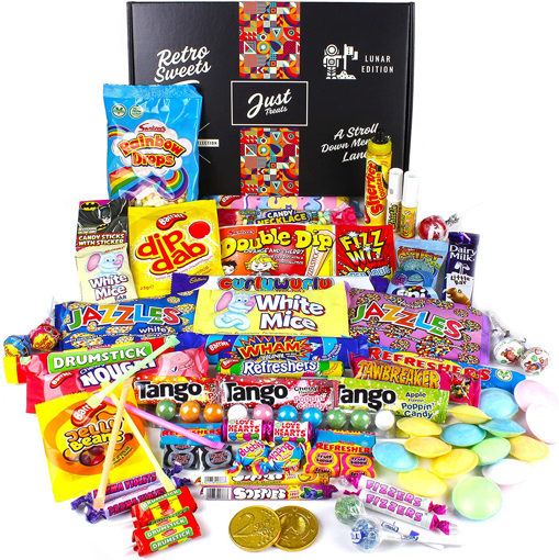 Picture of Just Treats Lunar Treasure Gift: Jam Packed with the Best Ever Retro Sweets. Great Valentine, Easter Gift, Birthday Gift, Get Well Soon, Congratulations or Anniversary. Gift Ideas For Him and Her: Boys & Girls, Mums & Dads, Men & Women of All Ages