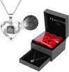 Picture of Preserved Rose Eternal 9 flowers Handmade Preserved Rose with Love You Necklace, Best Romantic Gifts for Women&Her&Mum on Valentines Day, Mothers Day, Anniversary, Birthday,Christmas (Silver)
