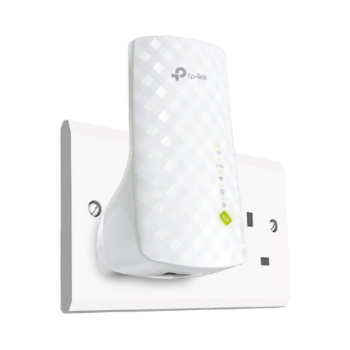 Picture of TP-Link AC750 Universal Dual Band Range Extender, Broadband/Wi-Fi Extender, Wi-Fi Booster/Hotspot with Ethernet Port, Plug and Play, Smart Signal Indicator, UK Plug