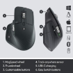 Picture of Logitech MX Master 3 Advanced Wireless Mouse, Bluetooth or 2.4GHz USB Receiver, Ultrafast Scrolling, 4000 DPI Any Surface Tracking, Ergonomic, 7 Button, Rechargeable, PC/Mac/Laptop/iPadOS - Dark Grey