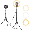 Picture of 10 inch Ring Light with Tripod Stand & Phone Holder, Selfie Ringlight with Remote for Phone, 70" Tall Circle Light, LED Ring Lamp for Makeup, Video Recording, Conferencing, TikTok, Twitch