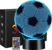 Picture of Football Gifts for Boys Kids Girls 3D Illusion Football Night Light Lamp with 16 Colors Changing Remote Control, Birthday Gift Christmas Present Room Decorations for Sport Fans Football Fanatic