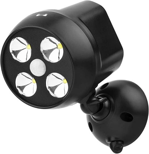 Picture of Outdoor LED Security Light Battery Powered, PIR Motion Sensor Spotlight Weatherproof Outdoor Wall Light, 600 Lumen 8W (Black)