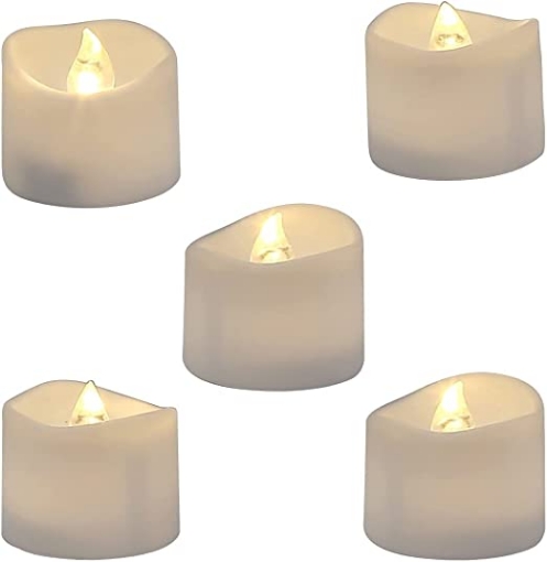 Picture of Realistic and Bright Flickering Flameless LED Tea Light Battery Operated Pack of 24, Electric Fake Candle in Warm White & Wave Open