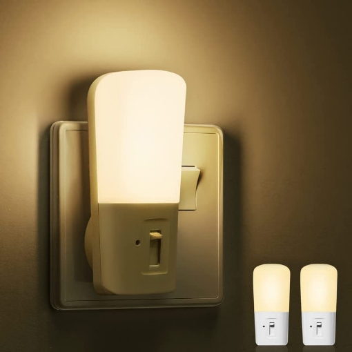 Picture of Night Light Plug in, [2 Pack] Night Lights with Dusk to Dawn, Brightness Adjustable, Warm White 3000K, Good for Sleep, Children Light, Used in Hallway, Toddler Beds, Stairs, Bedroom