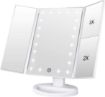 Picture of  Roll over image to zoom in Makeup Mirror with 21 Natural LED Lights, 3X/2X Magnification, Batteries/USB Dual Power Supply Lighted Cosmetic Mirrors (White)