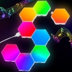 Picture of Hexagon Lights Gaming - 8 Pack RGB Led Hex Light Panels Hexagon Smart Wall Lights Sync to Music for Room Bar Decor Gaming Setup 