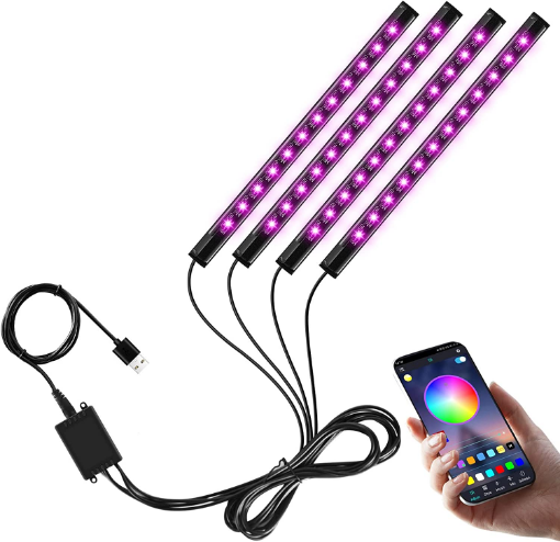 Picture of LED Light Strips for Cars, Car Accessories for Men Women, Car LED Strip Lights with USB Port APP Control