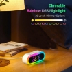 Picture of Dual Alarm Clock,7 Wake Up Soothing Sounds,Weekday/Weekend, RGB Night Light, Dimmable, Snooze, Mains Powered, Auto-Off Timer, Small Rainbow LED Digital Clock for Kids, Bedroom, Bedside