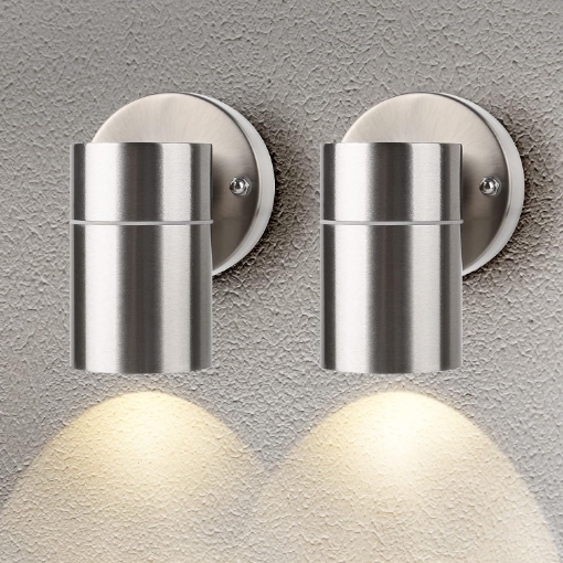 Picture of 2 Packs Outdoor Down Light Stainless Steel Wall Lamp, Use GU10 Bulb  IP44 Wall Light for Garden, Patio, Garage, Hallway, Balcony, Terrace