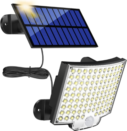 Picture of Solar Light for Outdoor, 106 LED Solar Light Outdoor with Motion Sensor, IP65 Waterproof, 120° Lighting Angle, Solar Wall Light for Garden with 16.5 ft Cable