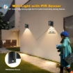 Picture of Outdoor Wall Lights PIR Motion Sensor, GU10 Base Down Exterior Wall Sconce, IP44 Stainless Steel Black Single Wall Light for Garden