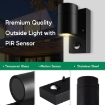 Picture of Outdoor Wall Lights PIR Motion Sensor, GU10 Base Down Exterior Wall Sconce, IP44 Stainless Steel Black Single Wall Light for Garden