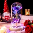 Picture of Crystal Flower Galaxy Rose - Valentines Gifts for Her, Mom, Girlfriend, Sister; Rainbow Glass Rose Light for Birthday - Purple
