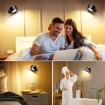 Picture of 2PCS LED Wall Light, Rechargeable LED Wall Lamps, 3 Brightness Levels 3 Color Modes, Touch Control, Wireless Wall Mounted - Black