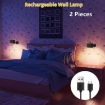 Picture of Wall Light Set of 2, Rechargeable LED Wall Sconce Battery Operated, 6 Colors Dimmable Cupboard Light, Remote&Touch Control