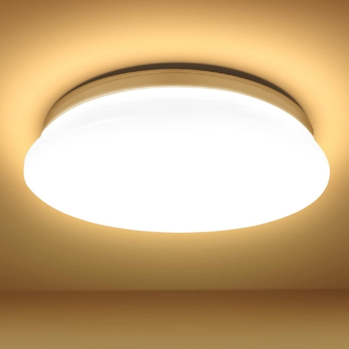 Picture of LED Ceiling Light, 120W Equivalent, 18W 1850lm, 3000K Warm White, Flush Ceiling Lighting Fitting for Bedroom, Cloakroom, Porch