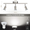 Picture of LED Ceiling Light Rotatable, 3 Way Adjustable Modern Ceiling Spotlights (Matte Nickel) | 3 x 4W GU10 Led Bulbs(450LM, Cool White)