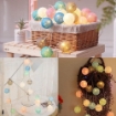 Picture of Fairy Lights LED String Lights Plug in Indoor - 3.8M 20 Pcs Cotton Ball String Lights White Xmas Fairy LightsWall Light Wedding Party Home Christmas Decoration 