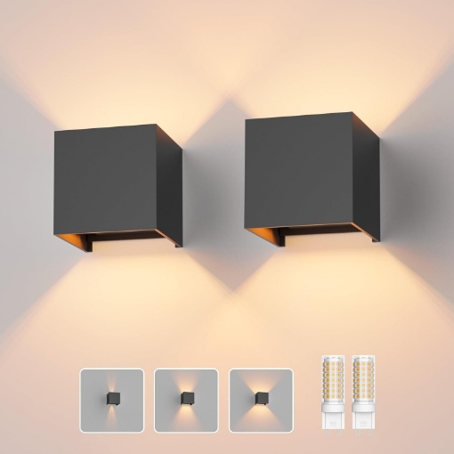 Picture of Modern LED Wall Lights Up and Down Wall Lamp Outdoor/Indoor Wall Sconce Lights, Adjustable Beam Angle, Warm White 3000k, Dark Grey