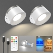 Picture of Battery Operated Wall Lights, LED Wall Mounted Lamp with Remote, 360° Free Rotation Rechargeable Sconces Wall Lighting (2 Pack White)