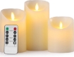 Picture of  Flameless Candles Battery Operated Pillar Real Wax Flickering Moving Wick Electric LED Candle Set with Remote Control ,Pack of 3 