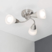 Picture of Modern 3 Way Brushed Chrome Ceiling Light Fitting with Frosted Glass Shades - Complete with 4w LED Golfball Bulbs [3000K Warm White] 