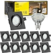 Picture of LED Recessed Ceiling Lights Square Black, 10x 6W GU10 LED Downlights Ceiling Adjustable, Spotlights 230V Warm White 2700K for Living room IP20 No Fire Rated