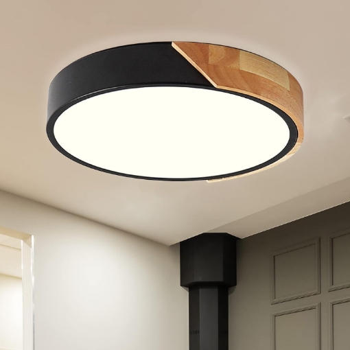 Picture of LED Ceiling Light Wood 24 W, Neutral Light 4500 K LED Ceiling Light, LED Lamps Ceiling Lights for Living Room, Bedroom, Bathroom, Balcony, Hallway