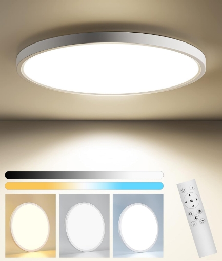 Picture of 12 Inch 24W LED Ceiling Light 3000K-6500K Dimmable Ceiling Lights IP44 Bathroom Light 2880lm Flush Kitchen Lighting 2.4cm Ultra Thin Led Lights