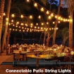 Picture of  24FT Garden Patio String Lights, Mains Powered, Warm White 2200K LED, Waterproof ST38 Bulbs